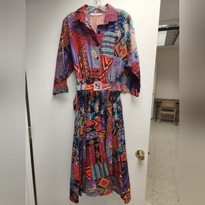 Vintage Terri Ellen Dress Size 14 Southwestern Navajo 1980's Read Description